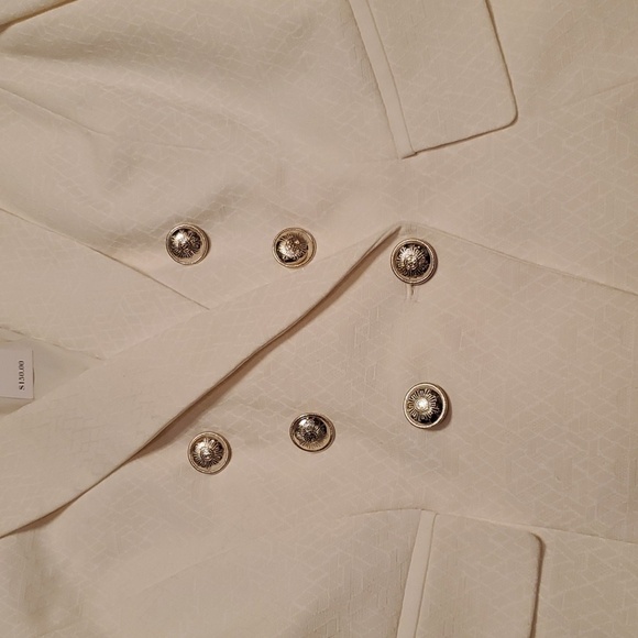 White House Black Market LS Cream Jacquard Double Breasted Blazer Size 10 NWT - Picture 4 of 10
